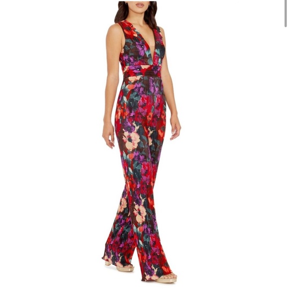 DRESS THE POPULATION Jumpsuit V-Neck Hunter Floral Print...